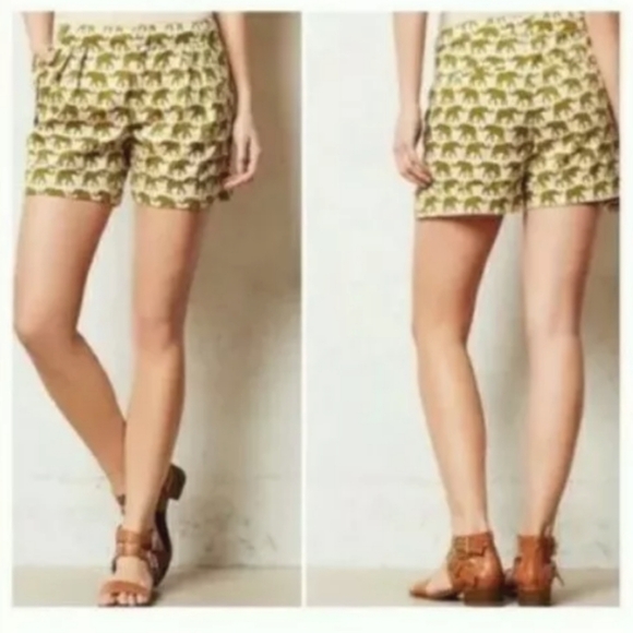 Anthropologie Cartonnier‎ Safari Elephant Print Cuffs Shorts - Picture 6 of 10